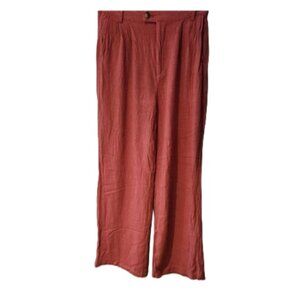Rickis Strawberry Rust Linen Blend Size 0, Fits Bigger, High Waist Women's Pants